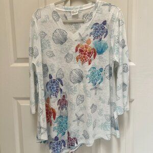 ET LOIS KNIT TOP - Sea Turtles, Size L